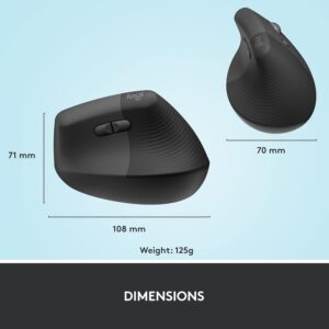 Logitech Lift Vertical Ergonomic Wireless and Bluetooth Mouse