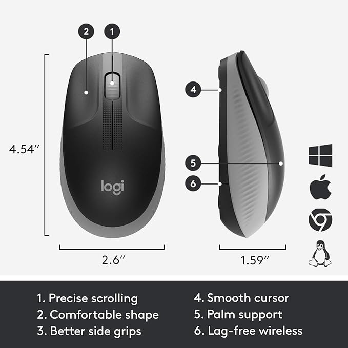 Logitech M190 Full-Size Wireless Mouse