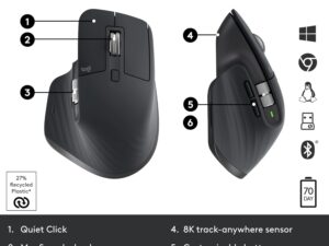 Logitech MX Master 3S Wireless and Bluetooth Rechargeable Mouse