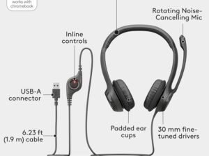 Logitech H390 USB-A Headset with Noise Cancelling Mic