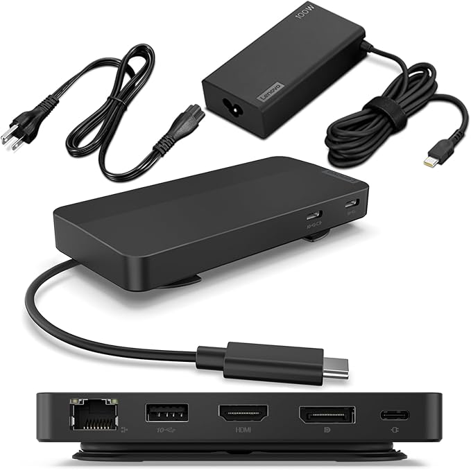 Lenovo USB-C Dual Display Travel Dock with 100W Adapter UK