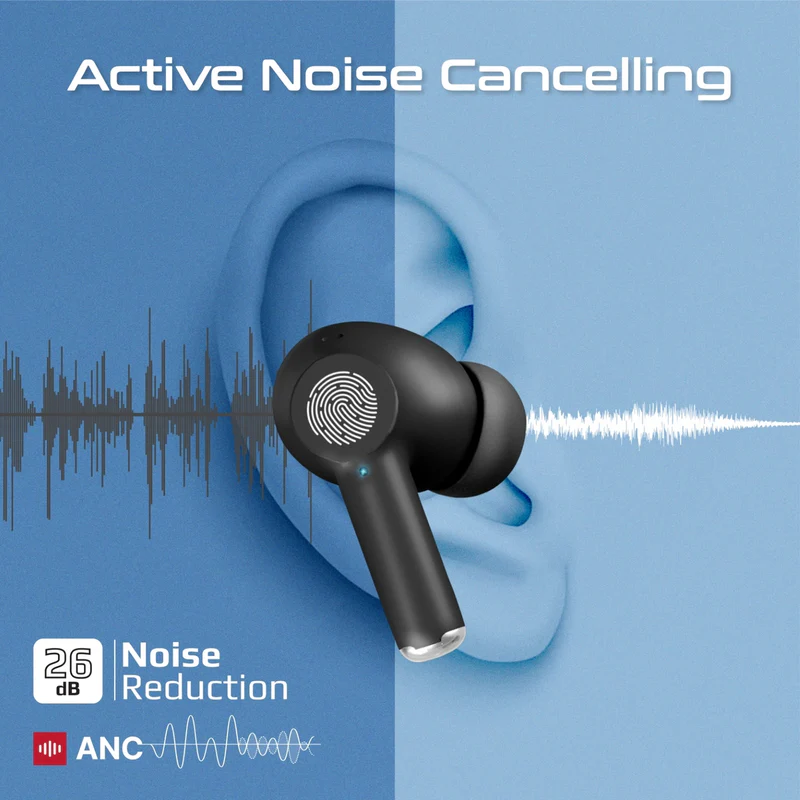 Promate High-Definition ANC TWS Earphones with IntelliTouch