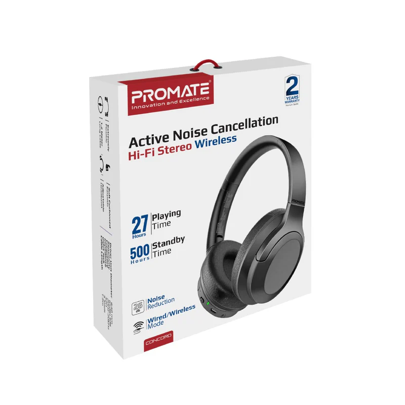 Promate ANC High-Fidelity Stereo Wireless Headphones