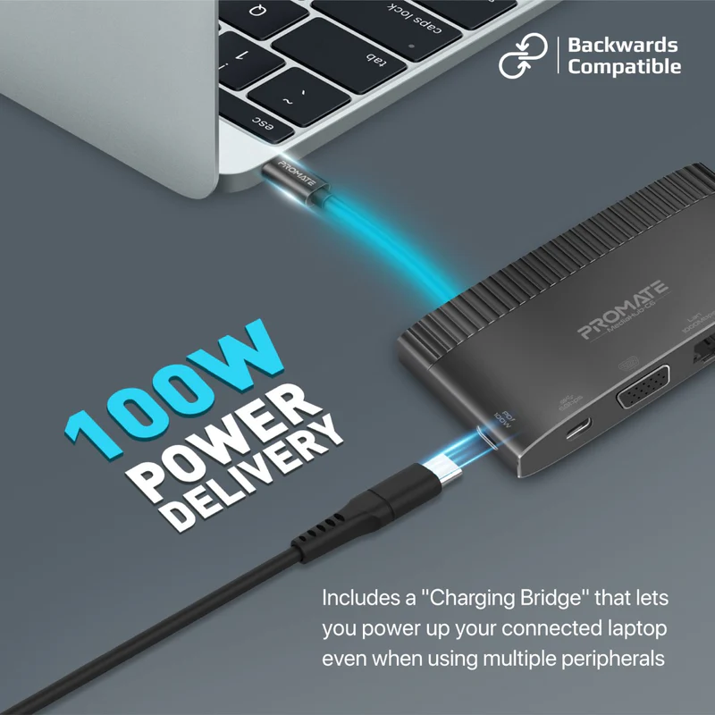 Promate 6 in 1 Super Speed USB-C Media Hub