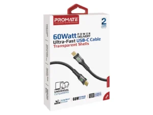 Promate 60W USB-C Transparent Cable