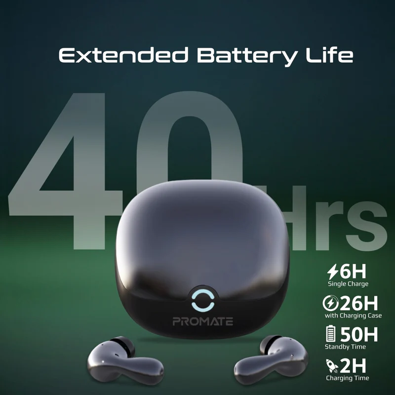 Promate High-Definition Hybrid ANC TWS Earbuds with IntelliTouch