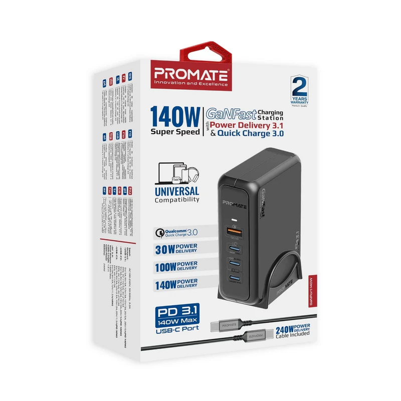 Promate 140W Super-Speed GaNFast Charging Station