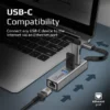 Promate USB-C Hub with 3 USB 3.0 Ports & 1000Mbps LAN Port