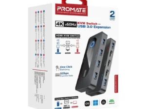 Promate 4K@60Hz KVM Switch with USB Hub
