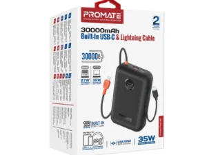 Promate 30000mAh Ultra Compact 35W SuperSpeed Power Bank