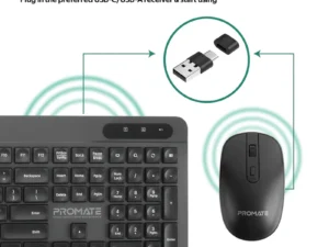 Promate Ergonomic Wireless Keyboard & Mouse Combo