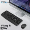 Promate Ergonomic Wireless Multimedia Keyboard and 1200 DPI Mouse Combo