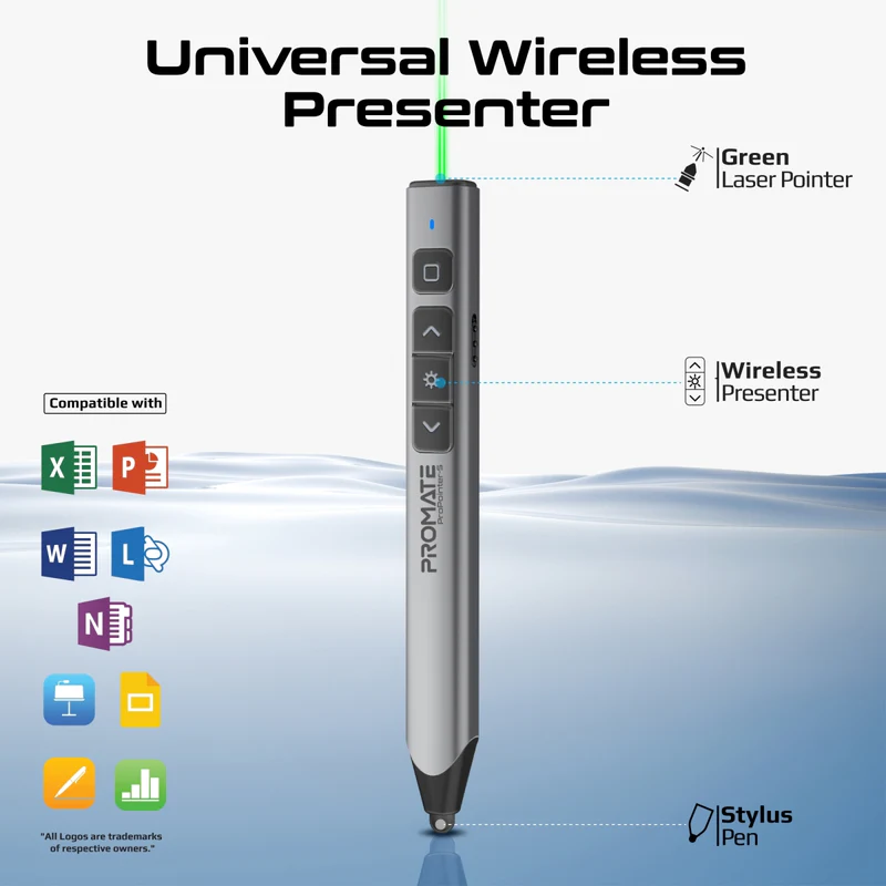 Promate Universal Intuitive Wireless Presenter with Stylus Pen