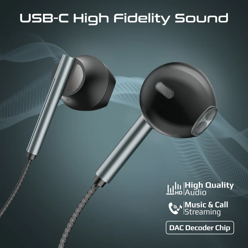 Promate High Fidelity ENC In-Ear Wired USB-C Earphones