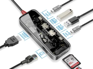 Promate 8-in-1 Transparent Ultra-Fast Multiport USB-C Hub