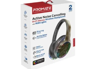 Promate ANC Hi-Fi Stereo Wireless Headphones with RGB Lights